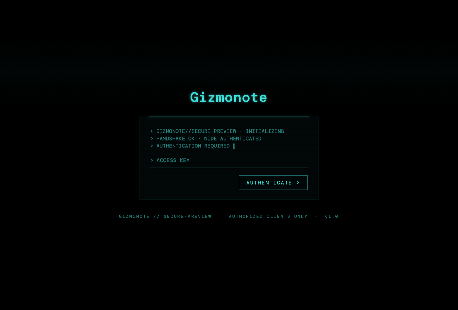 The Gizmonote review password page